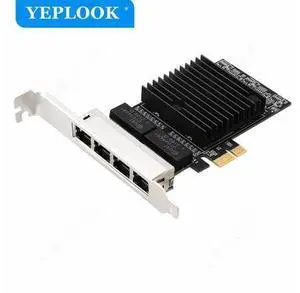 PCIe x1 4 Ports RJ45 10/100/1000Mbps Gigabit Ethernet Lan Network Card Chipset Intel 82571 with Heat Sink for Server Desktop PCIe x1 4 Ports RJ45 10/100/1000Mbps Gigabit Ethernet Lan Network Card Chipset Intel 82571 with Heat Sink for Server Desktop