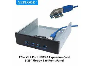 PCI-E x1 to 4 Port USB3.0 Expansion Card 5.25" Floppy Bay Front Panel with Free 60cm USB3.0 Cable NEC720201 5Gbps for PC Desktop PCI-E x1 to 4 Port USB3.0 Expansion Card 5.25" Floppy Bay Front Panel with Free 60cm USB3.0 Cable NEC720201 5Gbps for PC Desktop