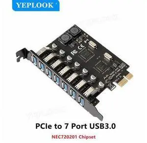 USB 3.0 PCI-E Expansion Card 7 Ports USB 3.0 Hub Adapter External Controller Card 5Gbps for PC Computer Desktop Dual NEC Chipset USB 3.0 PCI-E Expansion Card 7 Ports USB 3.0 Hub Adapter External Controller Card 5Gbps for PC Computer Desktop Dual NEC Chipset