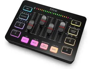 FIFINE Gaming Audio Mixer, Streaming RGB PC Mixer with XLR Microphone Interface, Individual Control, Volume Fader, Mute Button, 48V Phantom Power, for Podcast/Recording/Vocal/Game Voice-AmpliGame SC3 FIFINE Gaming Audio Mixer, Streaming RGB PC Mixer with XLR Microphone Interface, Individual Control, Volume Fader, Mute Button, 48V Phantom Power, for Podcast/Recording/Vocal/Game Voice-AmpliGame SC3