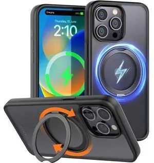 Magnetic Phone Case for iPhone 15 Pro Max, Case with Alloy Invisible Kickstand, 360°Rotate Ring Stand Case Compatible with Wireless Charger, Shockproof & Anti-Drop TPU+PC Case Clear Magnetic Phone Case for iPhone 15 Pro Max, Case with Alloy Invisible Kickstand, 360°Rotate Ring Stand Case Compatible with Wireless Charger, Shockproof & Anti-Drop TPU+PC Case Clear