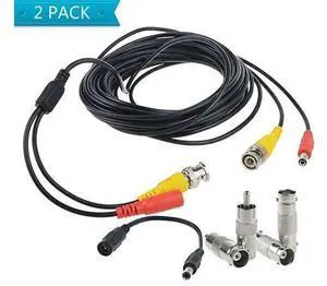 BNC Cables 2 Pack HD Security Camera Cables Heavy Duty BNC Video Power Cable BNC Wire Extension with BNC to BNC BNC to RCA Connectors DC Power Cables for CCTV Security Camera 25FT 2PACK BNC Cables 2 Pack HD Security Camera Cables Heavy Duty BNC Video Power Cable BNC Wire Extension with BNC to BNC BNC to RCA Connectors DC Power Cables for CCTV Security Camera 25FT 2PACK