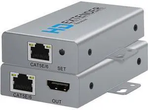 HDMI Extender Over Network IP Ethernet Kit Cat5e / Cat6 Cable 1080P @ 60Hz - Up to 164 ft - HDMI Loop Out POE Function Supported (Transmitter and Receiver) HDMI Extender Over Network IP Ethernet Kit Cat5e / Cat6 Cable 1080P @ 60Hz - Up to 164 ft - HDMI Loop Out POE Function Supported (Transmitter and Receiver)