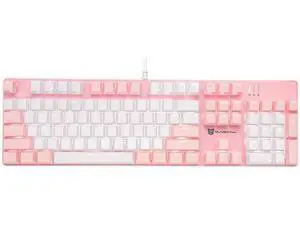 Mechanical Gaming Keyboard Full Size 104 Keys US Layout Wired Brown Switch Backlit Keyboard with with Pink & White Color Mechanical Gaming Keyboard Full Size 104 Keys US Layout Wired Brown Switch Backlit Keyboard with with Pink & White Color