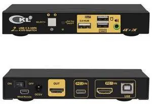 CKL 2 Port USB Type C + HDMI KVM Switch 4K 60Hz for 2 Computers Sharing 1 Monitor, Keyboard and Mouse, with Audio Support and Cables CKL-62TH CKL 2 Port USB Type C + HDMI KVM Switch 4K 60Hz for 2 Computers Sharing 1 Monitor, Keyboard and Mouse, with Audio Support and Cables CKL-62TH