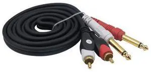 RCA to 1/4 Cable, TS to RCA Cable, Dual 6.35mm 1/4 inch Male TRS Stereo Jack to 2 RCA Male Audio Splitter Adapter Cable 5 Feet/1 RCA to 1/4 Cable, TS to RCA Cable, Dual 6.35mm 1/4 inch Male TRS Stereo Jack to 2 RCA Male Audio Splitter Adapter Cable 5 Feet/1