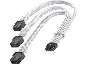 PCI-e 5.0 Extension Cable 30cm/1ft 16 Pin(12+4) Male to PCIE 3x8Pin(6+2) Female Sleeved Extension Cable with 4 Cable Combs 12VHPWR 16AWG Cable Compatible for GPU RTX 3090Ti 4070Ti 4080 4090 White PCI-e 5.0 Extension Cable 30cm/1ft 16 Pin(12+4) Male to PCIE 3x8Pin(6+2) Female Sleeved Extension Cable with 4 Cable Combs 12VHPWR 16AWG Cable Compatible for GPU RTX 3090Ti 4070Ti 4080 4090 White