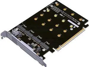 PCIe 4.0 16x to 4X M.2 NVME SSD Adapter Card PCIe 4.0 GEN4 Full Speed Bifurcation Four-Bay Board Expansion Card 1 to 4 M.2 NVMe SSD Adapter Support 2242 2260 2280 22110 (No Heatsink) PCIe 4.0 16x to 4X M.2 NVME SSD Adapter Card PCIe 4.0 GEN4 Full Speed Bifurcation Four-Bay Board Expansion Card 1 to 4 M.2 NVMe SSD Adapter Support 2242 2260 2280 22110 (No Heatsink)