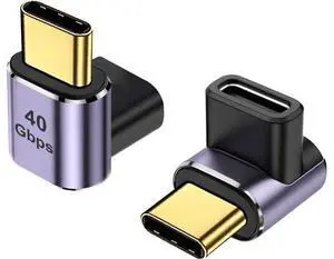 90 Degree USB-C Male to USB-C Female Adapter (2 Pack) Type-C Up and Down Right Angle 40Gbps PD 100W Fast Charging Connector for Steam Deck Switch Laptop MacBook Pro/Air Tablet and Phone 90 Degree USB-C Male to USB-C Female Adapter (2 Pack) Type-C Up and Down Right Angle 40Gbps PD 100W Fast Charging Connector for Steam Deck Switch Laptop MacBook Pro/Air Tablet and Phone