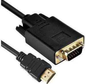 HDMI to VGA Adapter Cable One Way Direction 1080P Gold Plated HDMI Male to VGA Male Active Video Converter Cable Cord 6 Feet 1.8 Meters HDMI to VGA Adapter Cable One Way Direction 1080P Gold Plated HDMI Male to VGA Male Active Video Converter Cable Cord 6 Feet 1.8 Meters