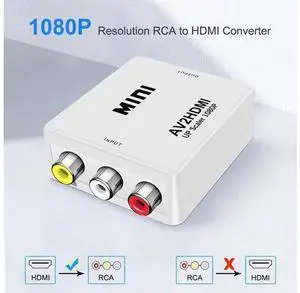 RCA to HDMI,AV to HDMI converter,1080P mini RCA composite CVBS video to audio converter adapter,support PAL/NTSC,for TV/PC/PS3/STB/Xbox VHS/VCR/Blu-ray DVD player RCA to HDMI,AV to HDMI converter,1080P mini RCA composite CVBS video to audio converter adapter,support PAL/NTSC,for TV/PC/PS3/STB/Xbox VHS/VCR/Blu-ray DVD player