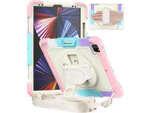 iPad Pro 12.9 Case (iPad Pro 12.9 Inch 3rd/ 4th/ 5th/ 6th Generation Case): with Strong Protection, Screen Protector, Hand Strap, Shoulder Strap, Rotating Stand, Pencil Holder - Pink Camo iPad Pro 12.9 Case (iPad Pro 12.9 Inch 3rd/ 4th/ 5th/ 6th Generation Case): with Strong Protection, Screen Protector, Hand Strap, Shoulder Strap, Rotating Stand, Pencil Holder - Pink Camo