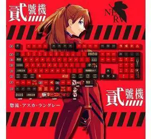 EVA Mechanical Keyboard Keycaps Asuka Langley Soryu PBT heat-sublimation keycaps 132 key set Cherry Height EVA Mechanical Keyboard Keycaps Asuka Langley Soryu PBT heat-sublimation keycaps 132 key set Cherry Height