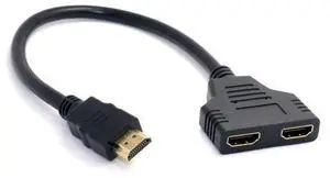 One HDMI Male to Dual HDMI Female Y Splitter Switch Extension Adapter Cable One HDMI Male to Dual HDMI Female Y Splitter Switch Extension Adapter Cable