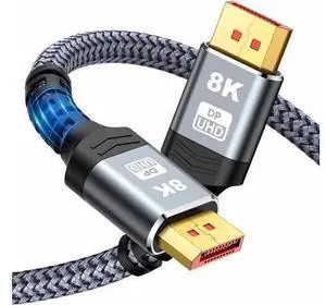8K DisplayPort to DisplayPort Cable, Computer Monitor Cable 6.6 ft, 8K@60Hz, 4K@120Hz, Display Cable, Male to Male Display Port Cable, Gold-Plated DP to DP Cable 8K DisplayPort to DisplayPort Cable, Computer Monitor Cable 6.6 ft, 8K@60Hz, 4K@120Hz, Display Cable, Male to Male Display Port Cable, Gold-Plated DP to DP Cable
