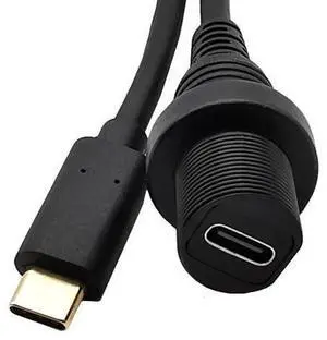 10Gbps Type C Car Mount Flush Panel Cable, Type C 3.1 Male to USB C Female Waterproof Gold Plated Cord for Yacht, Motorcycle (0.3m ) 10Gbps Type C Car Mount Flush Panel Cable, Type C 3.1 Male to USB C Female Waterproof Gold Plated Cord for Yacht, Motorcycle (0.3m )
