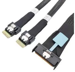 Gen5 Slimline sas MCIO 8X to 2*SFF-8654 4X server data to PCIE5 0.5M Gen5 Slimline sas MCIO 8X to 2*SFF-8654 4X server data to PCIE5 0.5M
