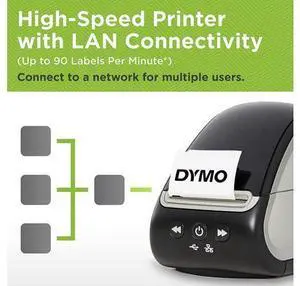 DYMO LabelWriter 550 Turbo Direct Thermal Label Printer, USB and LAN Connectivity - up to 90 Labels Per Minute, 300 dpi, Auto Label Recognition, Monochrome Label Maker DYMO LabelWriter 550 Turbo Direct Thermal Label Printer, USB and LAN Connectivity - up to 90 Labels Per Minute, 300 dpi, Auto Label Recognition, Monochrome Label Maker