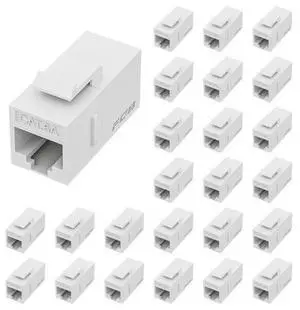 10 Gbps CAT6A RJ45 Keystone Coupler 25-Pack, Ethernet Keystone Jack, Ethernet Coupler Female to Female UTP for Cat6a/Cat6/Cat5e/Cat5, White 10 Gbps CAT6A RJ45 Keystone Coupler 25-Pack, Ethernet Keystone Jack, Ethernet Coupler Female to Female UTP for Cat6a/Cat6/Cat5e/Cat5, White
