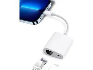 Lightning to Ethernet Adapter,2 in 1 RJ45 Ethernet LAN Network Adapter with Charging Port for Phone,Pad 10/100Mbps High Speed,Plug and Play Lightning to Ethernet Adapter,2 in 1 RJ45 Ethernet LAN Network Adapter with Charging Port for Phone,Pad 10/100Mbps High Speed,Plug and Play