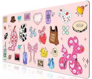 L-SPOUTTO Pink Desk Mat for Keyboard and Mouse,Cute XXL Large Mouse Pad,35.4x15.7in Non-Slip Keyboard Pad Waterproof Girly Desktop Mat for Laptop Computer Work Game Home Office-Cartoon Pink L-SPOUTTO Pink Desk Mat for Keyboard and Mouse,Cute XXL Large Mouse Pad,35.4x15.7in Non-Slip Keyboard Pad Waterproof Girly Desktop Mat for Laptop Computer Work Game Home Office-Cartoon Pink