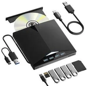 External CD/DVD Drive for PC, Portable 7 in1 USB 3.0 CD Drive External Usb, CD Reader for PC CD Burner with 4 USB Ports and TF/SD Card Slots, External Dvd Burner for Windows 11/10/8/7/XP/Linux/MacOS External CD/DVD Drive for PC, Portable 7 in1 USB 3.0 CD Drive External Usb, CD Reader for PC CD Burner with 4 USB Ports and TF/SD Card Slots, External Dvd Burner for Windows 11/10/8/7/XP/Linux/MacOS