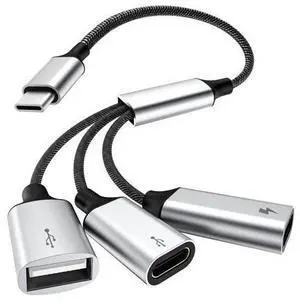 USB C Splitter Adapter Y Cable, Type C Male to 2 USB-C Female & 1 USB-A Female Ports Converter, Data Transfer and Charging Type C Splitter for Steam Deck, ASUS ROG Ally, Xbox One Series, PS5 USB C Splitter Adapter Y Cable, Type C Male to 2 USB-C Female & 1 USB-A Female Ports Converter, Data Transfer and Charging Type C Splitter for Steam Deck, ASUS ROG Ally, Xbox One Series, PS5