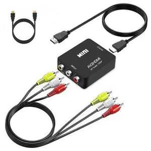 AV to HDMI Converter, RCA to HDMI, 1080P Mini RCA Composite CVBS Video Audio Converter Adapter Support PAL/NTSC for TV/PC/ PS3/ STB/Xbox VHS/VCR/Blue-Ray DVD Players AV to HDMI Converter, RCA to HDMI, 1080P Mini RCA Composite CVBS Video Audio Converter Adapter Support PAL/NTSC for TV/PC/ PS3/ STB/Xbox VHS/VCR/Blue-Ray DVD Players