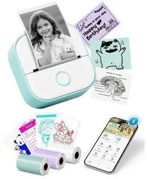 Mini Printer - T02 Sticker Printer Print Pod Portable Thermal Inkless Sticker Maker Bluetooth Pocket Mini Photo Printer Instant Print, Smart AI APP, for Student Study Note, Journal, DIY, Gift Mini Printer - T02 Sticker Printer Print Pod Portable Thermal Inkless Sticker Maker Bluetooth Pocket Mini Photo Printer Instant Print, Smart AI APP, for Student Study Note, Journal, DIY, Gift