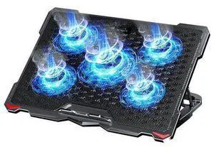 Laptop Cooling Pad 5 Fans Up to 17.3 Inch Heavy Notebook Cooler, Blue LED Lights, 2 USB Ports, S035, Blue-5fans Laptop Cooling Pad 5 Fans Up to 17.3 Inch Heavy Notebook Cooler, Blue LED Lights, 2 USB Ports, S035, Blue-5fans