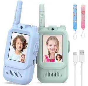 Walkie Talkies for Kids Pack of 2, Rechargeable Long Range Two Way Radios Toys for Boys Girls Age 3-5, Outdoor Adventure Camping Hiking, Birthday with Pink Blue Design Walkie Talkies for Kids Pack of 2, Rechargeable Long Range Two Way Radios Toys for Boys Girls Age 3-5, Outdoor Adventure Camping Hiking, Birthday with Pink Blue Design