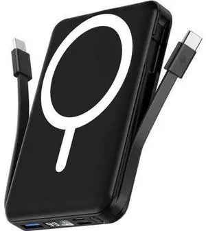for Magsafe Battery Pack 10000mAh Magnetic Power Bank Built-in Double USB C Cables 22.5W PD Fast Charging LED Display Wireless Portable Charger for iPhone 17/16/15/14/13/12 Series-Black for Magsafe Battery Pack 10000mAh Magnetic Power Bank Built-in Double USB C Cables 22.5W PD Fast Charging LED Display Wireless Portable Charger for iPhone 17/16/15/14/13/12 Series-Black