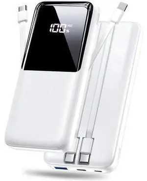 Portable Charger Power Bank - 20000mAh Fast Charging Portable Battery Pack with Built in USB-C(22.5W) and iOS(20W) Output Cables Compatible with iPhone Android Phone etc (1 Pack White) Portable Charger Power Bank - 20000mAh Fast Charging Portable Battery Pack with Built in USB-C(22.5W) and iOS(20W) Output Cables Compatible with iPhone Android Phone etc (1 Pack White)