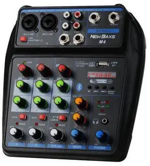 DJ Audio Mixer, DJ Mixers 4 Channel Sound Board with Bluetooth, NEW BAXS Sound Mixer Board XLR/1/4" Interface, USB/MP3 Computer Input 48V Phantom Power Stereo DJ Studio Streaming KTV Stage DJ Audio Mixer, DJ Mixers 4 Channel Sound Board with Bluetooth, NEW BAXS Sound Mixer Board XLR/1/4" Interface, USB/MP3 Computer Input 48V Phantom Power Stereo DJ Studio Streaming KTV Stage