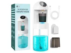 Automatic Mouthwash Dispenser for Bathroom 20.29 oz, Wall-Mounted Electric Mouth Wash Dispensers with 2 Magnetic Cups, 4 Dispensing Modes for Kids Family Couple Use (White) Automatic Mouthwash Dispenser for Bathroom 20.29 oz, Wall-Mounted Electric Mouth Wash Dispensers with 2 Magnetic Cups, 4 Dispensing Modes for Kids Family Couple Use (White)