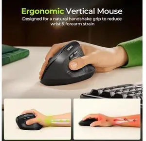 Ergonomic Mouse Wireless MOU200 Bluetooth Vertical Mouse - 2.4G & Bluetooth Multi-Device Connectivity Wireless Mice for Windows Mac OS Computer/PC/Laptop Black Ergonomic Mouse Wireless MOU200 Bluetooth Vertical Mouse - 2.4G & Bluetooth Multi-Device Connectivity Wireless Mice for Windows Mac OS Computer/PC/Laptop Black