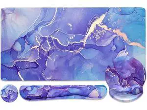 4-in-1 Gaming Mouse Pad Wrist Support SetDesk Pad + Mouse Pad with Wrist Rest + Keyboard Wrist Rest + Coaster Ergonomic Design for Home Office Study Game - Purple Marble 4-in-1 Gaming Mouse Pad Wrist Support SetDesk Pad + Mouse Pad with Wrist Rest + Keyboard Wrist Rest + Coaster Ergonomic Design for Home Office Study Game - Purple Marble