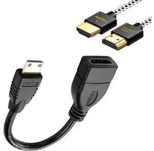 Aomoproing CableCreationMini-HDMI Male to HDMI Female Adapter Bundle with 10ft Ultra Thin HDMI Cable Aomoproing CableCreationMini-HDMI Male to HDMI Female Adapter Bundle with 10ft Ultra Thin HDMI Cable