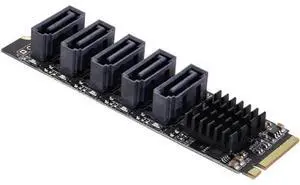NGFF NVME M-Key 6Gbps 5 Ports Adapter PCI Express to SATA 3.0 Converter Hard Drive Extension Card JMB585 2280 NGFF NVME M-Key 6Gbps 5 Ports Adapter PCI Express to SATA 3.0 Converter Hard Drive Extension Card JMB585 2280