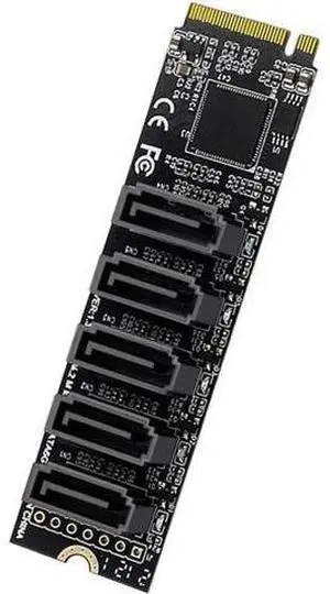 6Gbps 5 Ports Adapter Extension Card JMB585 2280 NGFF NVME M-Key PCI Express to SATA 3.0 Converter Hard Drive 6Gbps 5 Ports Adapter Extension Card JMB585 2280 NGFF NVME M-Key PCI Express to SATA 3.0 Converter Hard Drive