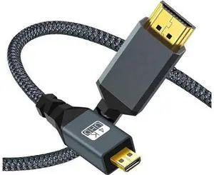 4K Micro HDMI to HDMI Cable 1FT Short High-Speed Full HDMI to Micro HDMI Braided Cord Support 3D 4K/60Hz 1080p 4K Micro HDMI to HDMI Cable 1FT Short High-Speed Full HDMI to Micro HDMI Braided Cord Support 3D 4K/60Hz 1080p