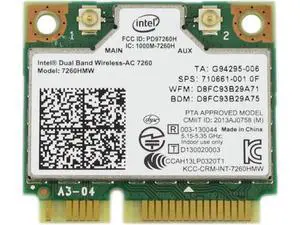 Dual Band Wireless-AC 7260HMW Mini PCI-E BT4.0 Card Intel For HP SPS 710661-001 Dual Band Wireless-AC 7260HMW Mini PCI-E BT4.0 Card Intel For HP SPS 710661-001