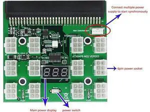 PCI-E 12V 64Pin to 12x 6Pin Power Supply Server Adapter Breakout Board for HP 1200W 750W PSU Server GPU BTC Mining PCI-E 12V 64Pin to 12x 6Pin Power Supply Server Adapter Breakout Board for HP 1200W 750W PSU Server GPU BTC Mining