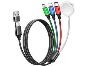 for Watch Charger 4 in 2 Multi Charging Cable Type C/Lightning/Micro USB Nylon Braided Travel Vacation Essentials Compatible with iWatch Ultra/SE/10-1 for iPhone 16-11 Galaxy Phones(5FT) for Watch Charger 4 in 2 Multi Charging Cable Type C/Lightning/Micro USB Nylon Braided Travel Vacation Essentials Compatible with iWatch Ultra/SE/10-1 for iPhone 16-11 Galaxy Phones(5FT)