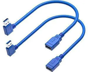 USB 3.0 Extension Cable 1FT 2 Pack 90 Degree Left & Right Angle USB Adapter Male to Female Short USB3 Cables Up & Down for Laptop TV USB Disk Mouse Hard Disk Camera USB 3.0 Extension Cable 1FT 2 Pack 90 Degree Left & Right Angle USB Adapter Male to Female Short USB3 Cables Up & Down for Laptop TV USB Disk Mouse Hard Disk Camera