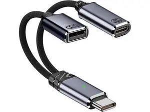 USB C to USB OTG Cable and Charger Adapter 2-in-1 Type C Splitterr with PD 60W Charging Port and USB 2.0 Female Port Suitable for iPhone 16/15 Series iPad MacBook Galaxy (Gray) USB C to USB OTG Cable and Charger Adapter 2-in-1 Type C Splitterr with PD 60W Charging Port and USB 2.0 Female Port Suitable for iPhone 16/15 Series iPad MacBook Galaxy (Gray)