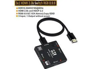 HDMI Switch 3 in 1 Out 4K UHD HDMI Switcher Splitter, HDMI Switch Box Hub with 3.9FT HDMI Cable Support 4K 60Hz 3D 1080P HDCP2.2 for PS5 PS4 Xbox DVD Player Fire Stick Apple TV PC HDMI Switch 3 in 1 Out 4K UHD HDMI Switcher Splitter, HDMI Switch Box Hub with 3.9FT HDMI Cable Support 4K 60Hz 3D 1080P HDCP2.2 for PS5 PS4 Xbox DVD Player Fire Stick Apple TV PC