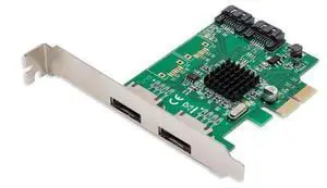 SI-PEX40058 PCIe 2.0 x2 Controller Card, 2-Port SATA III + 2-Port eSATA III with HyperDuo, Green SI-PEX40058 PCIe 2.0 x2 Controller Card, 2-Port SATA III + 2-Port eSATA III with HyperDuo, Green