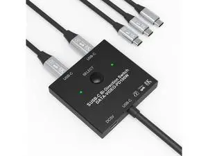 Bi-Directional 8K USB C Switch, 2 Port USB-C KVM Switch Splitter 8K@60Hz 4K@120Hz, Support 100W Charging 10Gbps Data Video Transfer with 2 USB-C Cables for 2 Computers Bi-Directional 8K USB C Switch, 2 Port USB-C KVM Switch Splitter 8K@60Hz 4K@120Hz, Support 100W Charging 10Gbps Data Video Transfer with 2 USB-C Cables for 2 Computers