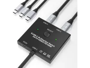 8K USB C Switch Bi-Directional for 2 Computers, USB C KVM Switch 8K@60Hz 4K@144Hz with Wired Remote & 2 USB-C Cables, Support 100W Charging 10Gbps Data Video Transfer 8K USB C Switch Bi-Directional for 2 Computers, USB C KVM Switch 8K@60Hz 4K@144Hz with Wired Remote & 2 USB-C Cables, Support 100W Charging 10Gbps Data Video Transfer